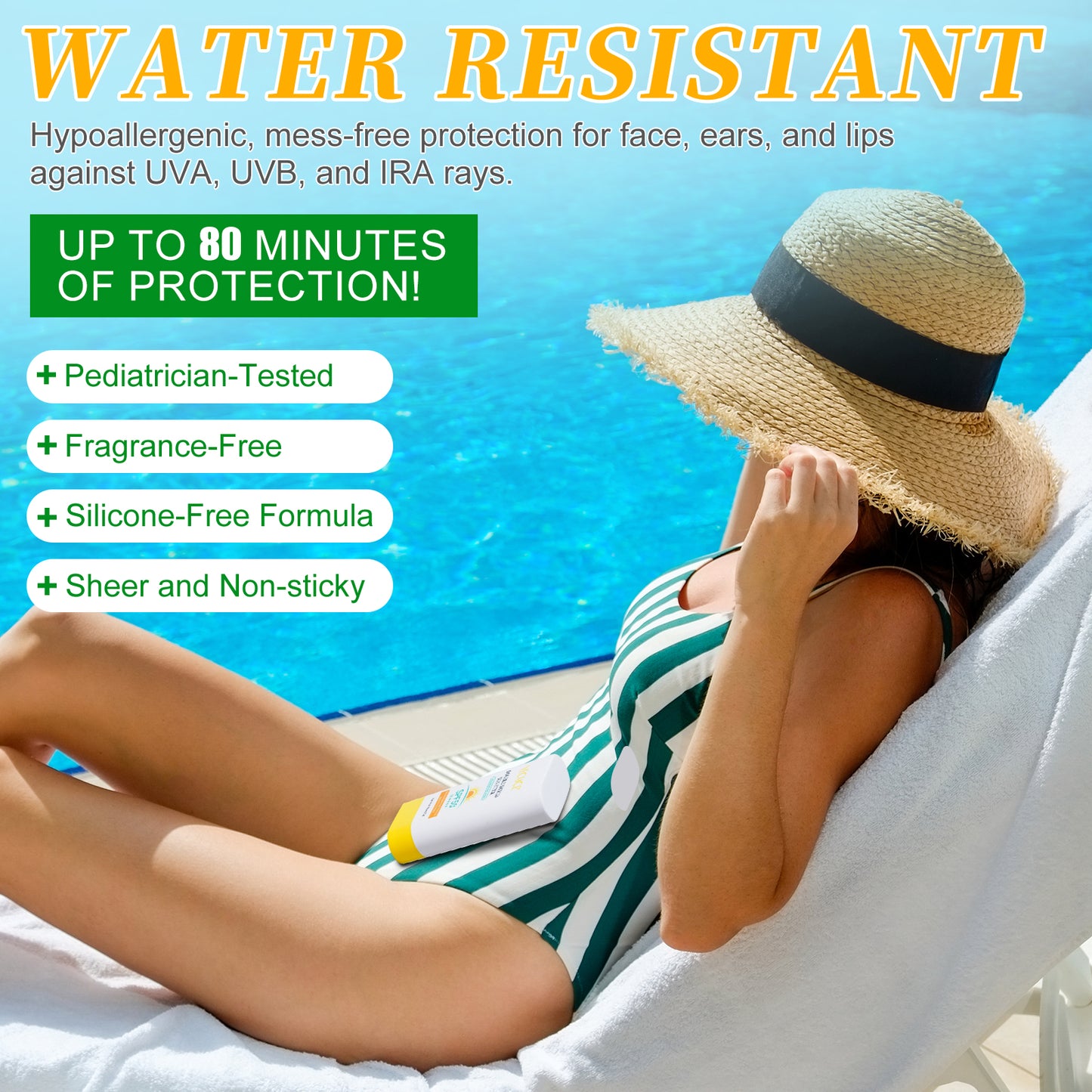 HZNBNBQN DOUBLE SHIELD SUN STICK LONG-LASTING & WATER-RESISTANT SPF50+