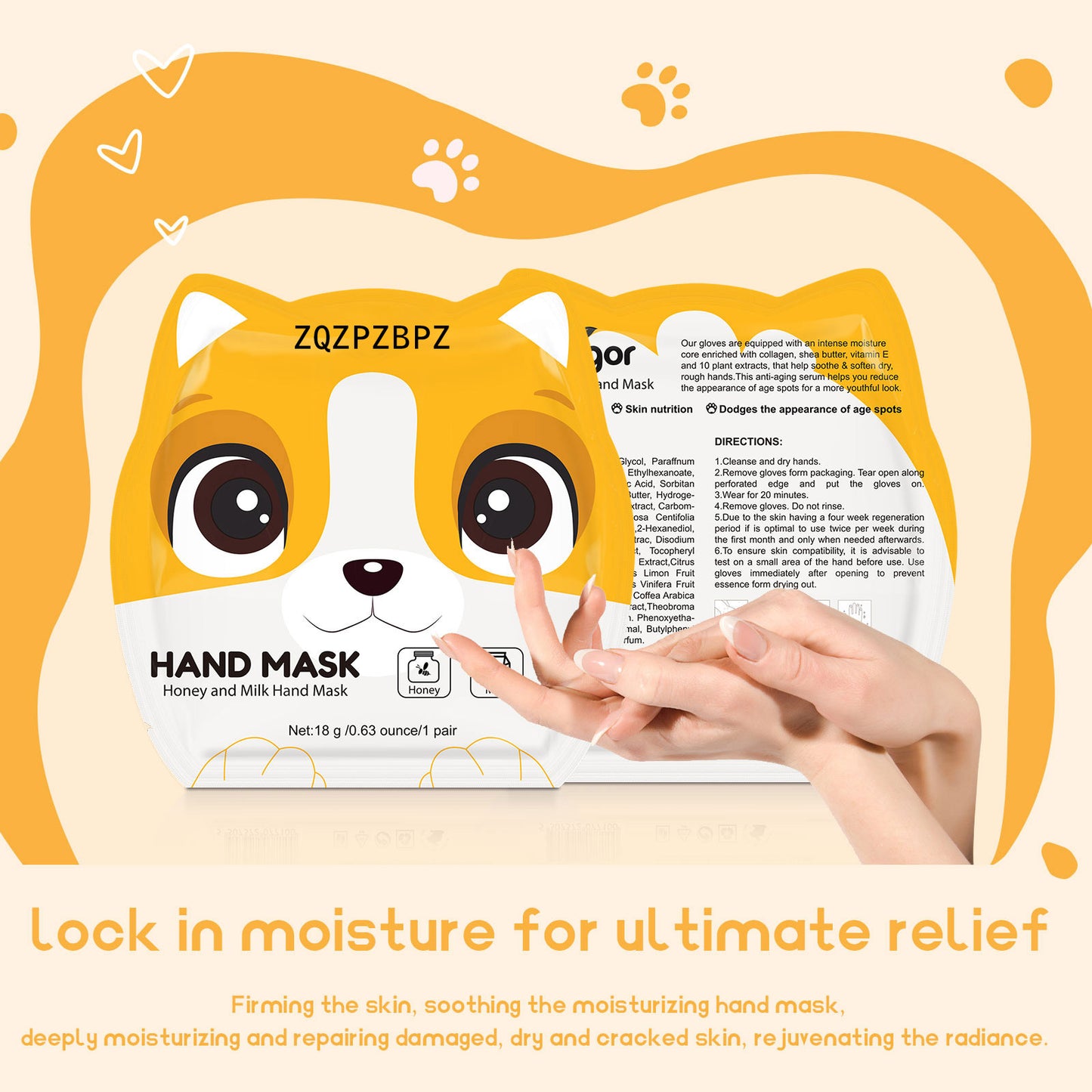 ZQZPZBPZ HAND MASK Honey and Milk Hand Mask