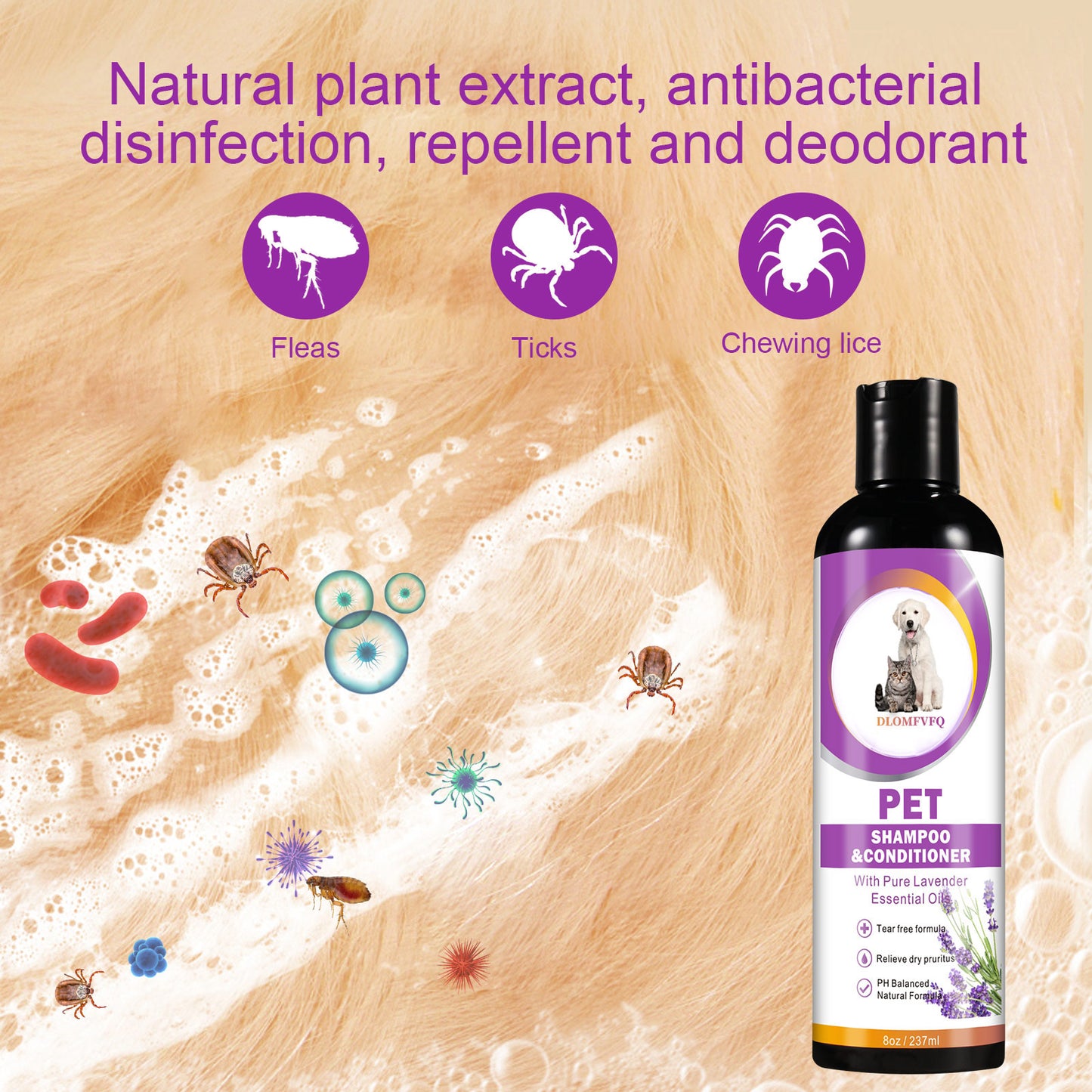 DLOMFVFQ PET SHAMPOO & CONDITIONER WITH PURE LAVENDER ESEENTIAL OIL