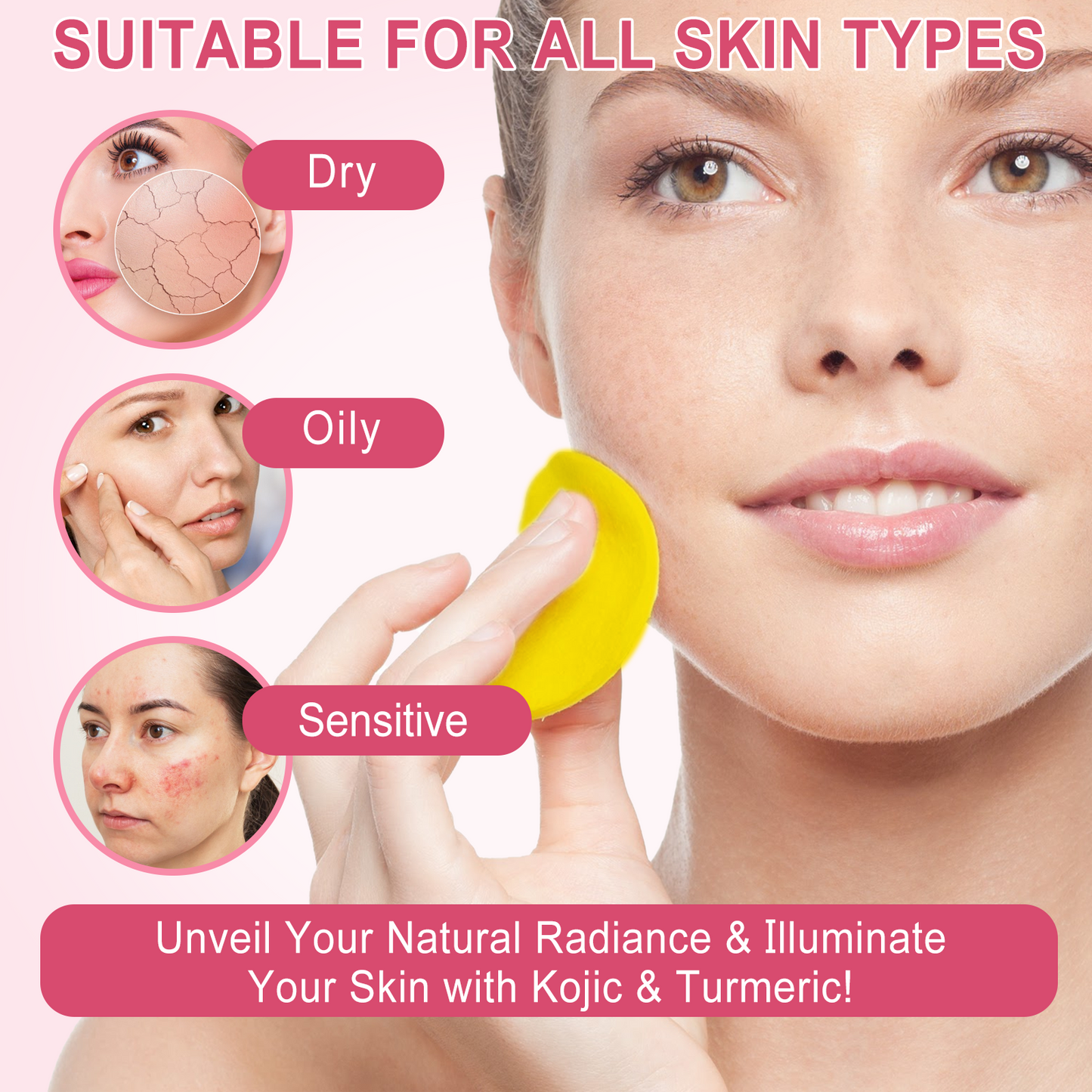 AIQIUSHA KOJIC ACID & TURMERIC CLEANSING PADS
