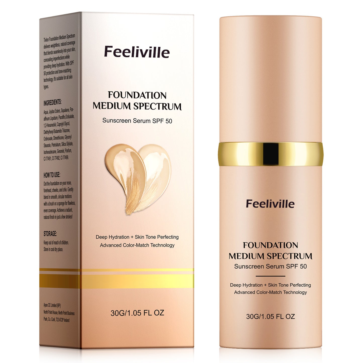 Feeliville FOUNDATION MEDIUM SPECTRUM SUNSCREEN SERUM SPF 50