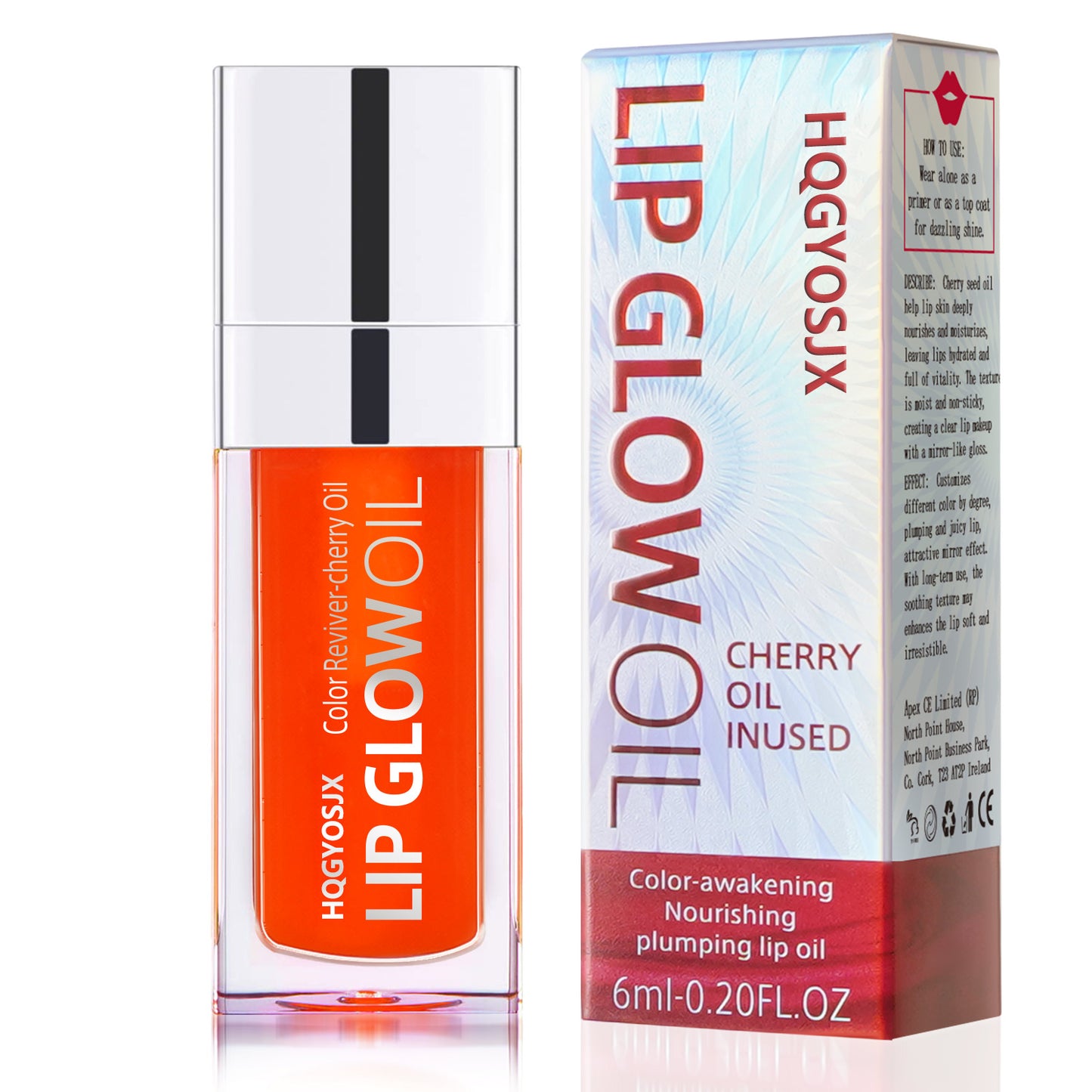 HQGYOSJX LIP GLOW OIL CHERRY OIL INUSED Color-awakening Nourishing plumping lip oil
