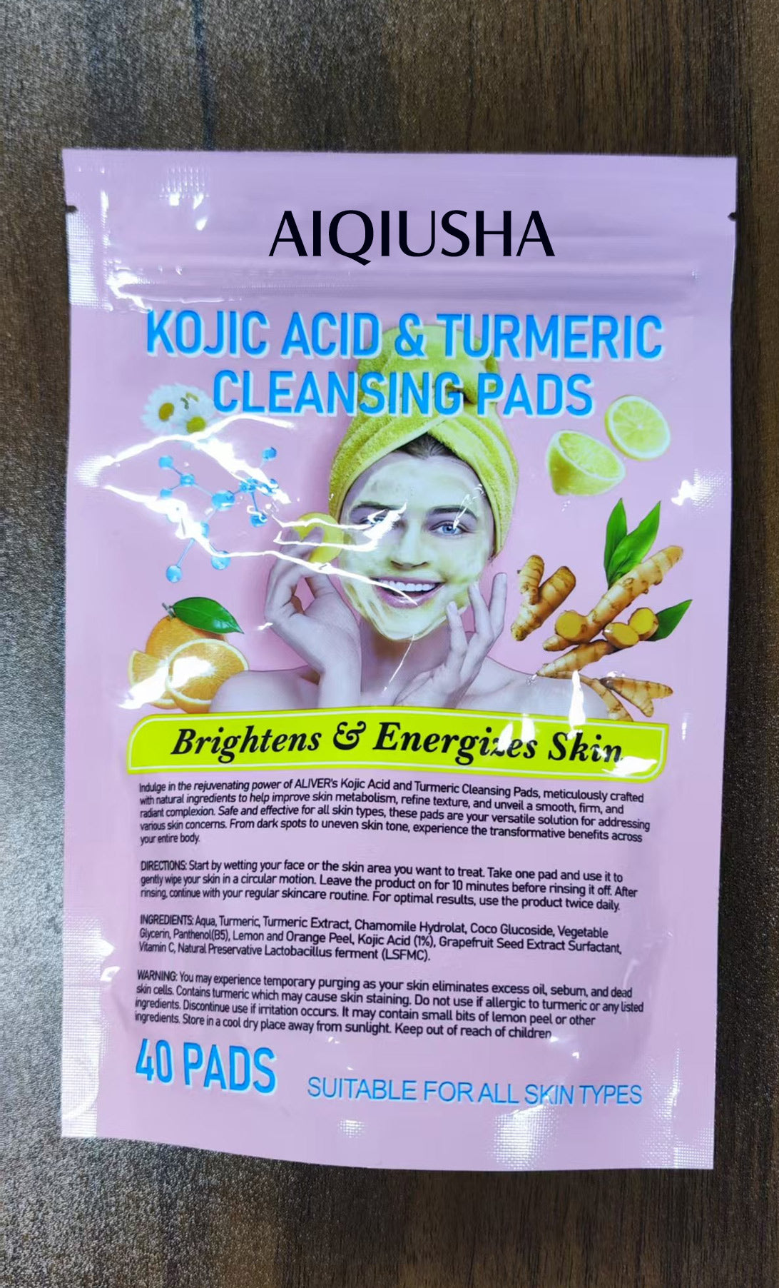 AIQIUSHA KOJIC ACID & TURMERIC CLEANSING PADS