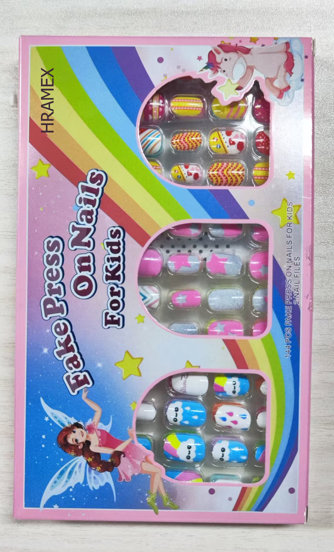 HRAMEX Fake Press On Nails For Kids