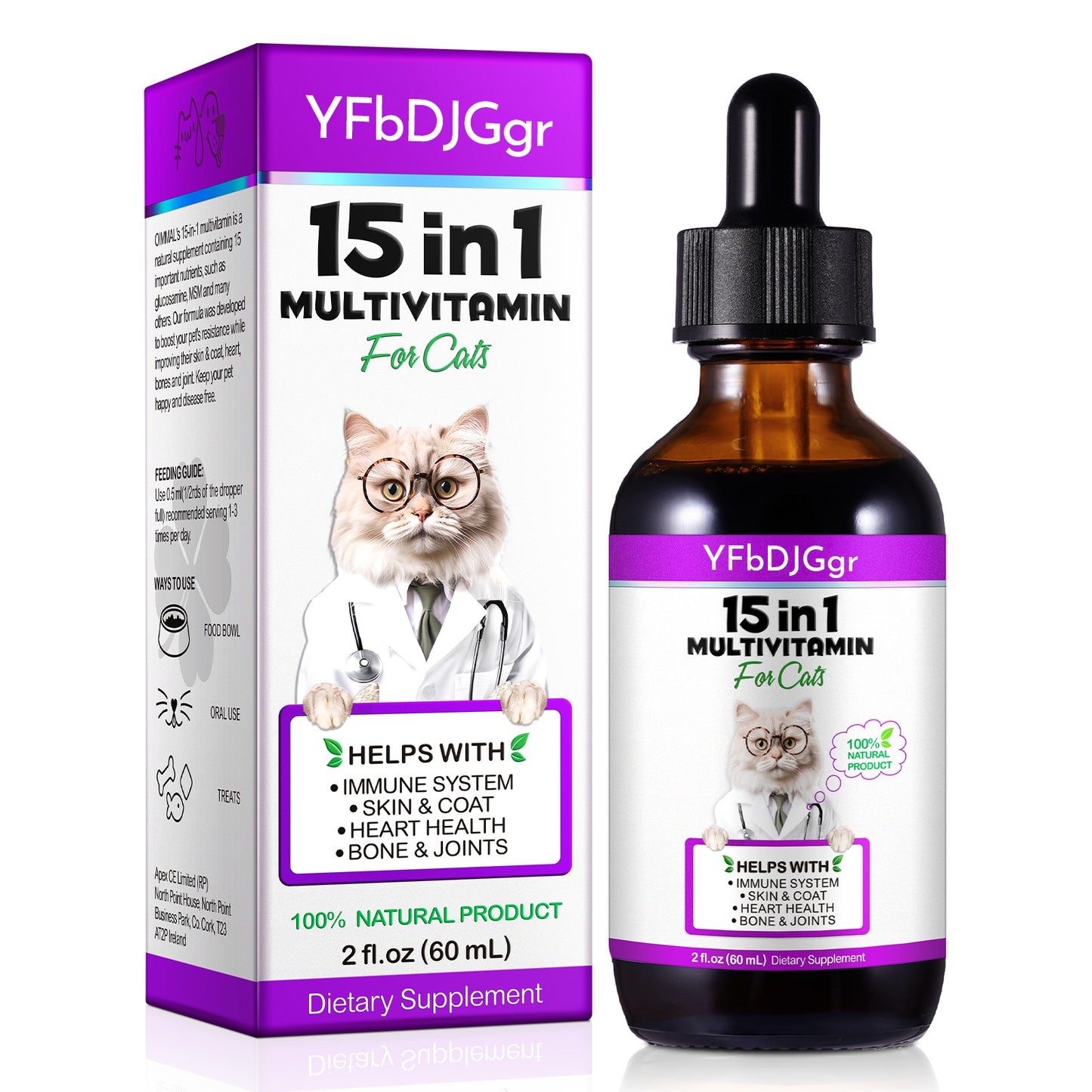 YFbDJGgr 15 in 1 MULTIVITAMIN FOR CAT 60ML