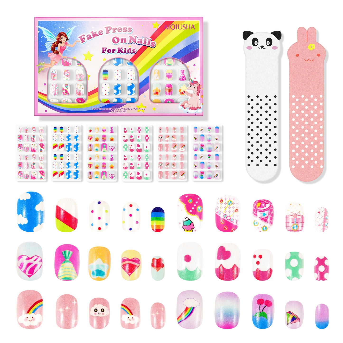 AIQIUSHA FAKE PRESS ON NAILS FOR KIDS