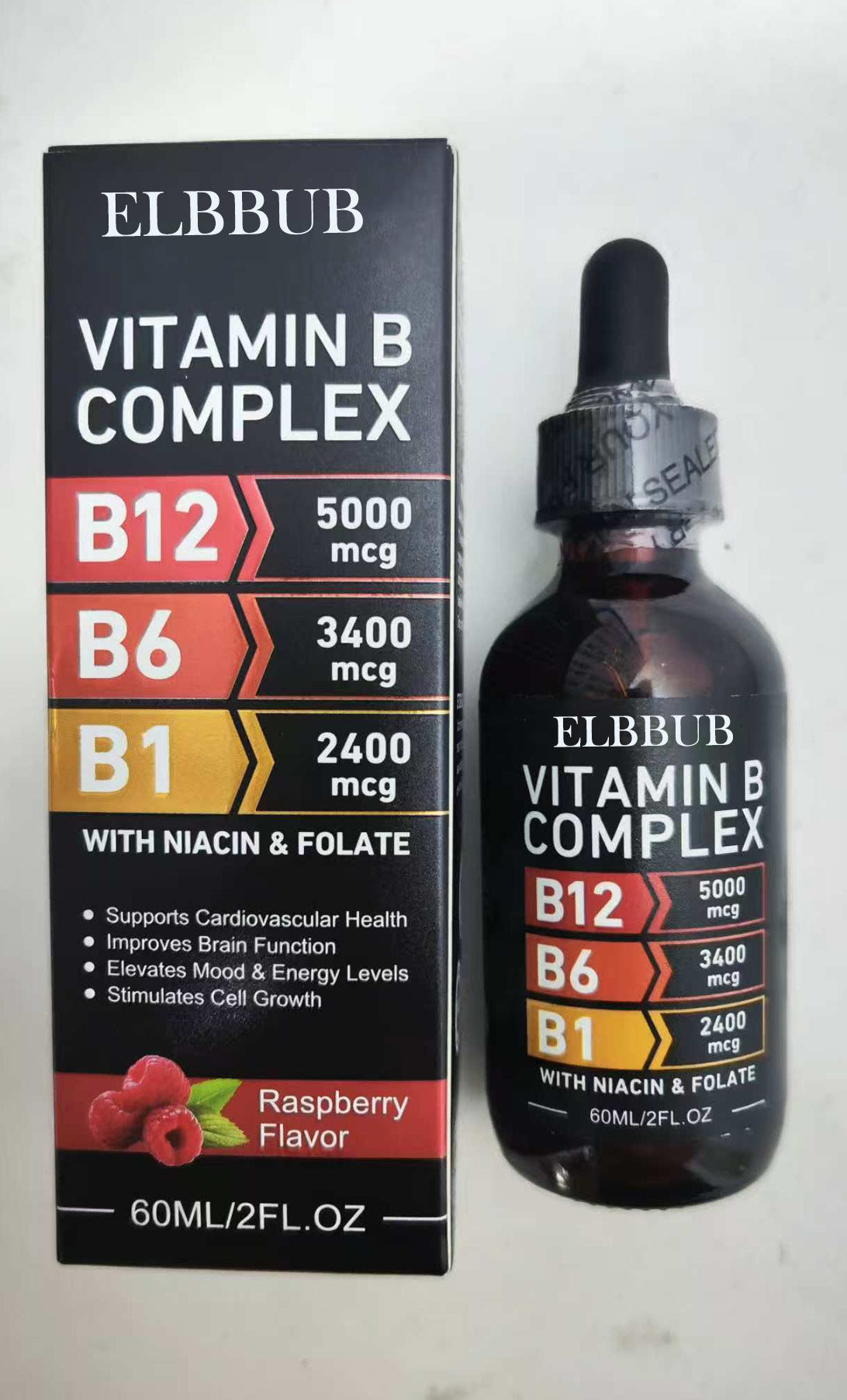 ELBBUB VITAMIN B ,COMPLEX B12 5000mcg,B6 3400mcg,B1 2400mcg, WITH NIACIN & FOLATE