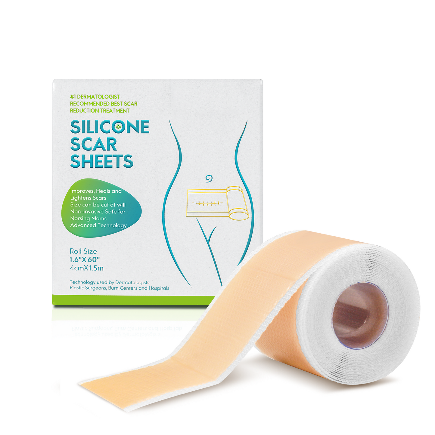 Silicone Scar Sheets, Professional Silicone Scar Sheets,Scar Silicone Tape Strips, Scar Removal Sheets for C-Section,Surgery,Burn,Keloid,Acne (1.5 Meters(4 Month Supply)