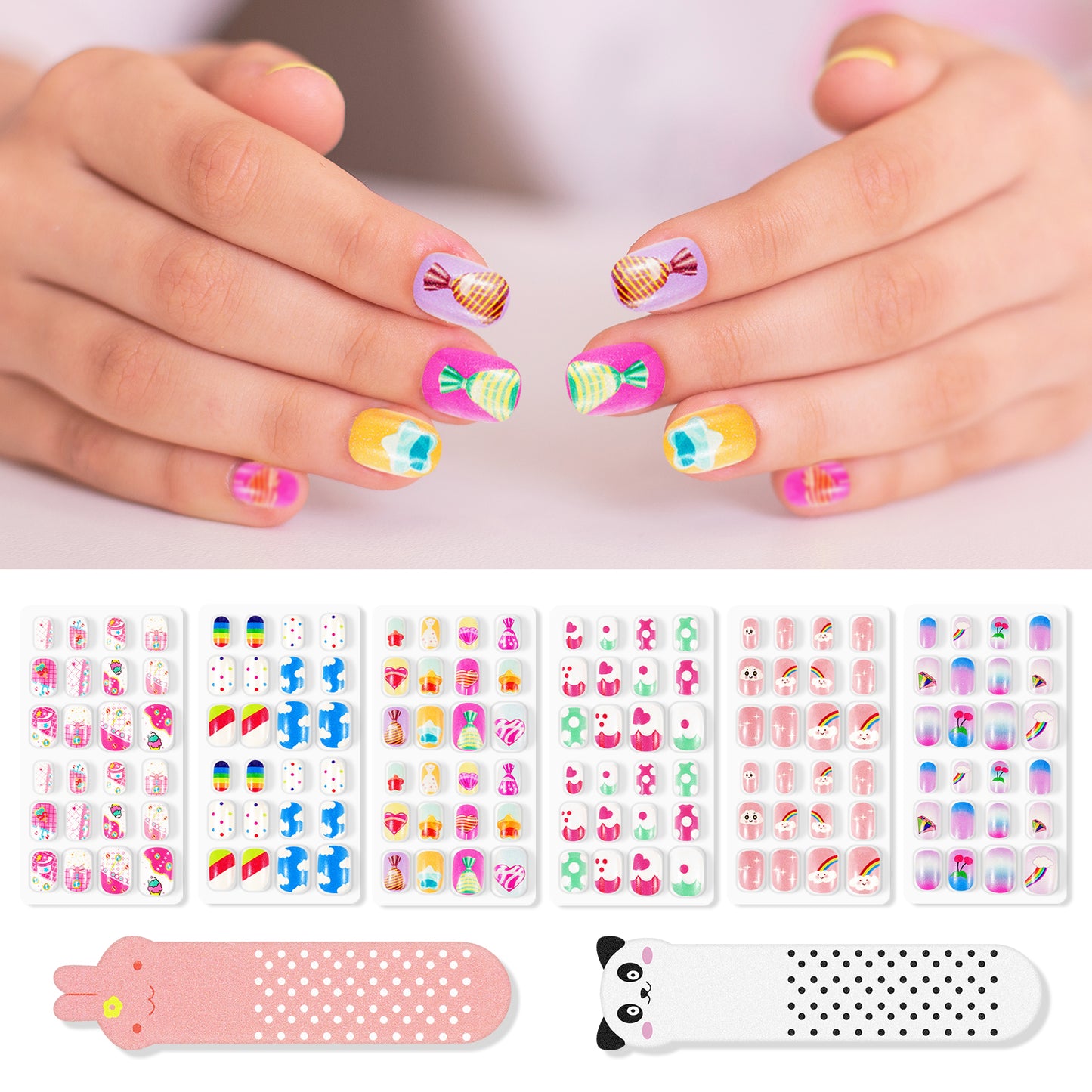 AIQIUSHA FAKE PRESS ON NAILS FOR KIDS