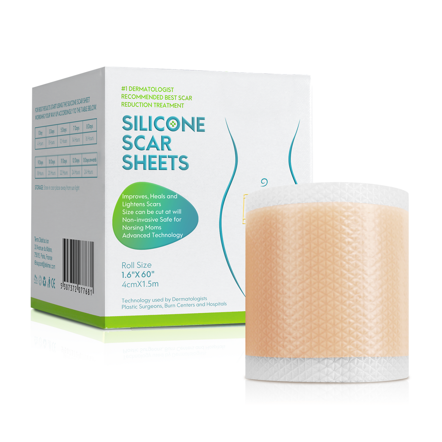 Silicone Scar Sheets, Professional Silicone Scar Sheets,Scar Silicone Tape Strips, Scar Removal Sheets for C-Section,Surgery,Burn,Keloid,Acne (1.5 Meters(4 Month Supply)