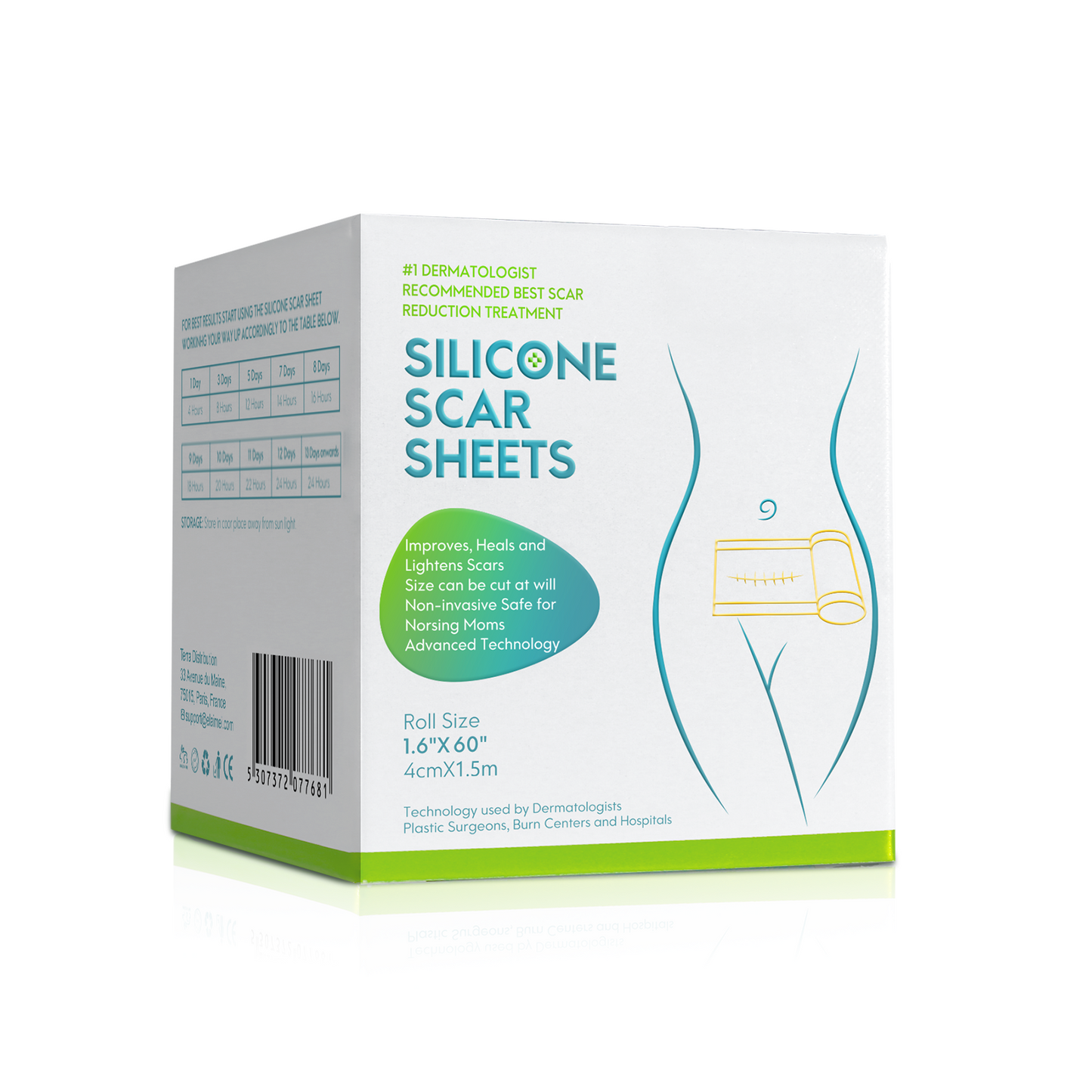 Silicone Scar Sheets, Professional Silicone Scar Sheets,Scar Silicone Tape Strips, Scar Removal Sheets for C-Section,Surgery,Burn,Keloid,Acne (1.5 Meters(4 Month Supply)