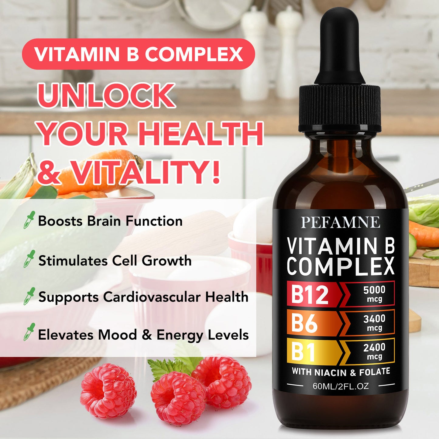 PEFAMNE VITAMIN B ,COMPLEX B12 5000mcg,B6 3400mcg,B1 2400mcg,WITH NIACIN & FOLATE