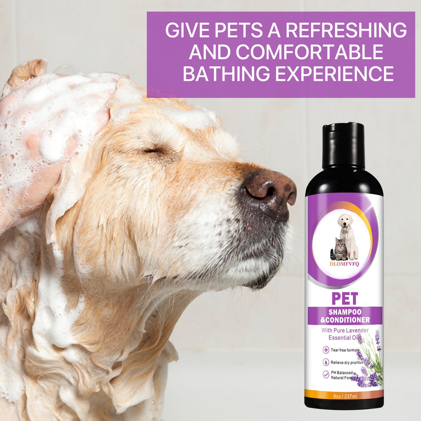 DLOMFVFQ PET SHAMPOO & CONDITIONER WITH PURE LAVENDER ESEENTIAL OIL