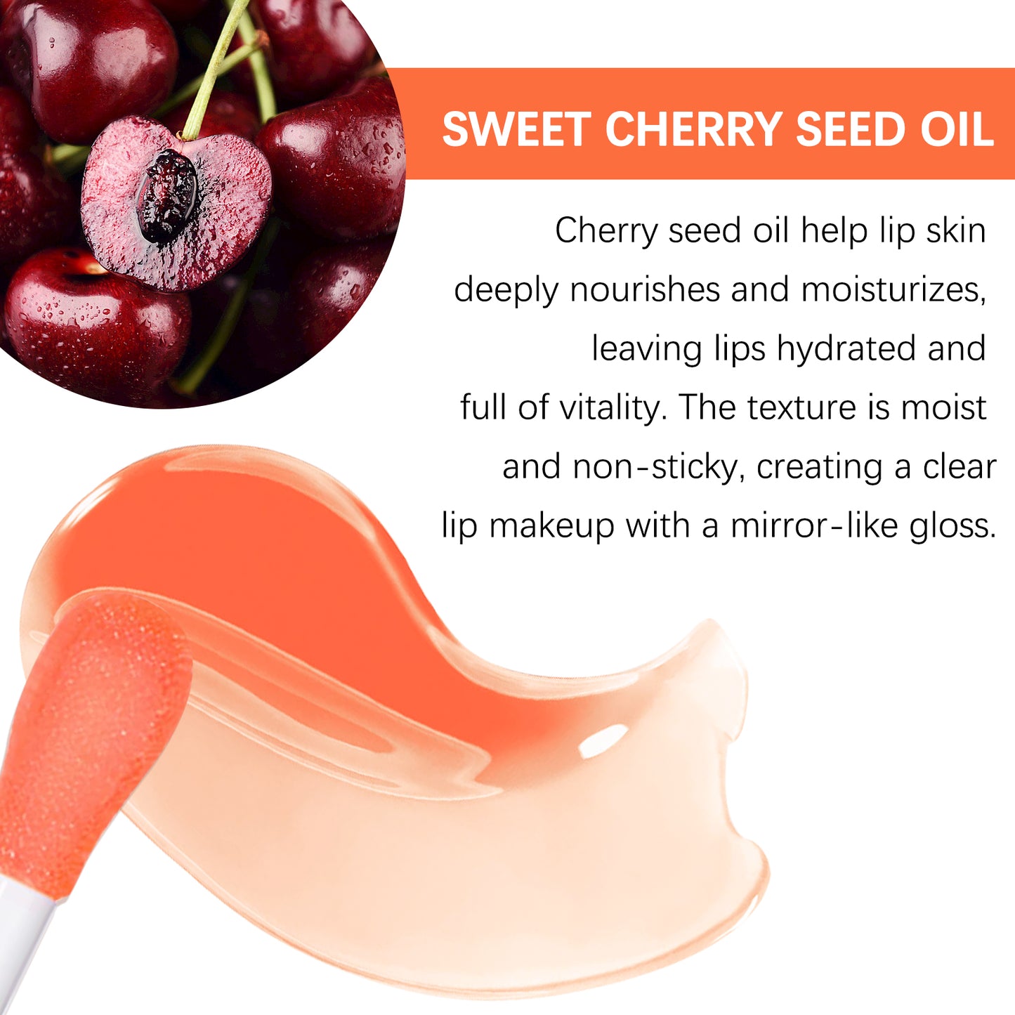 HQGYOSJX LIP GLOW OIL CHERRY OIL INUSED Color-awakening Nourishing plumping lip oil