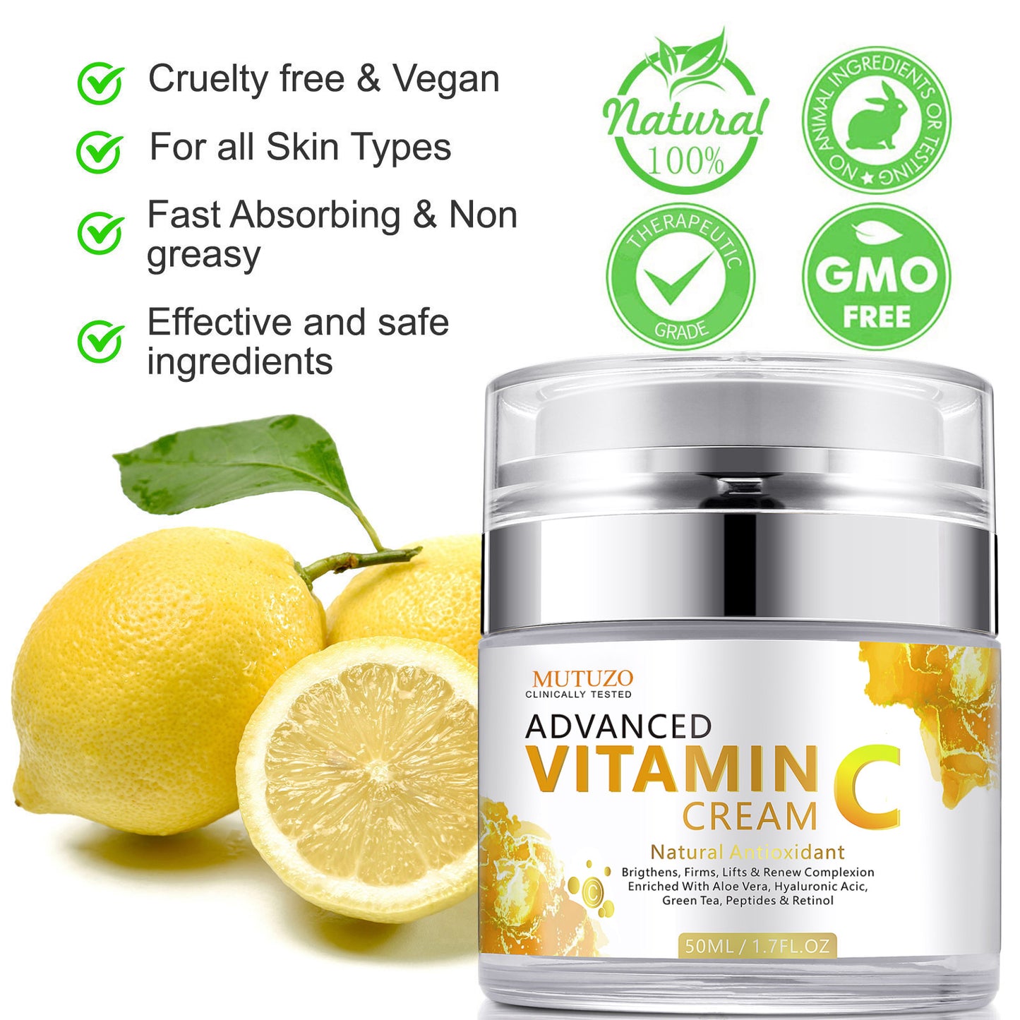 MUTUZO ADVANCED VITAMIN C CREAM Natural Antioxidant
