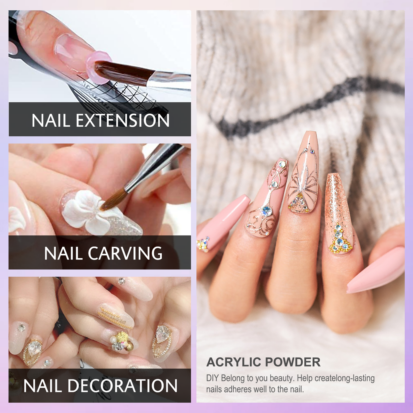 MURARA ACRYLIC POWDER Professional Acrylic Nail System WHITE