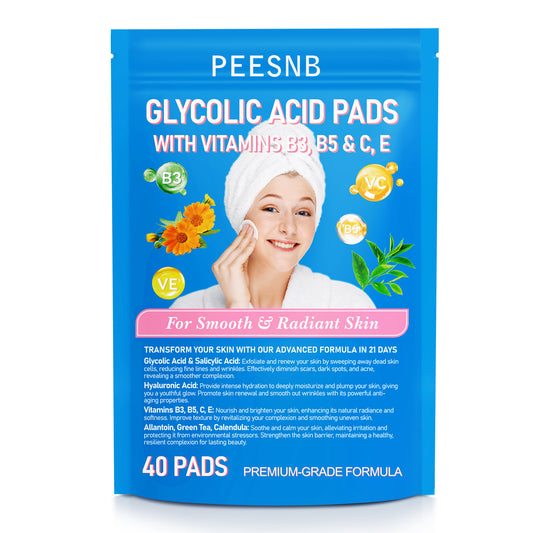 PEESNB GLYCOLIC ACID PADS WITH VITAMINS B3，B5 & C, E