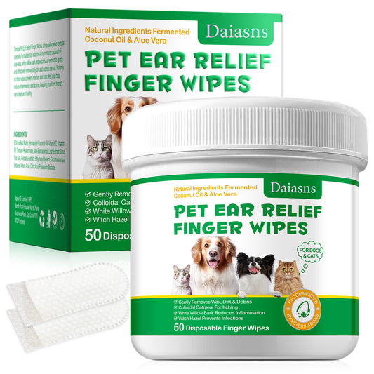 Daiasns PET EAR RELIEF FINGER WIPES FOR DOGS & CATS