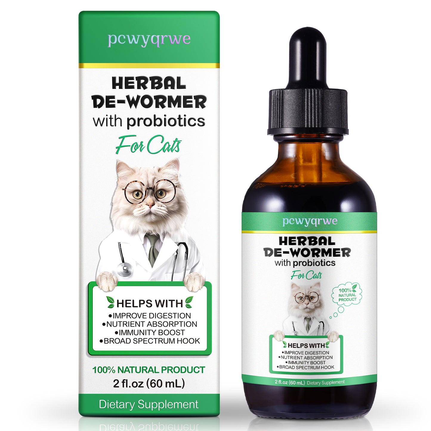 pcwyqrwe HERBAL DE-WORMER with probiotics For Cats