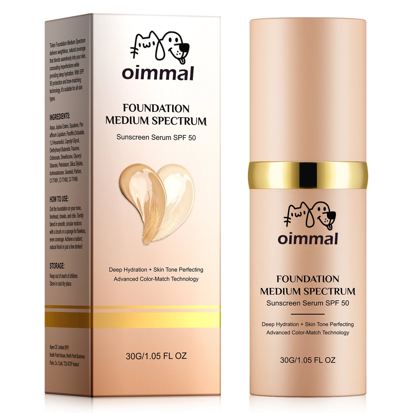 oimmal FOUNDATION MEDIUM SPECTRUM Sunscreen Serum SPF 50
