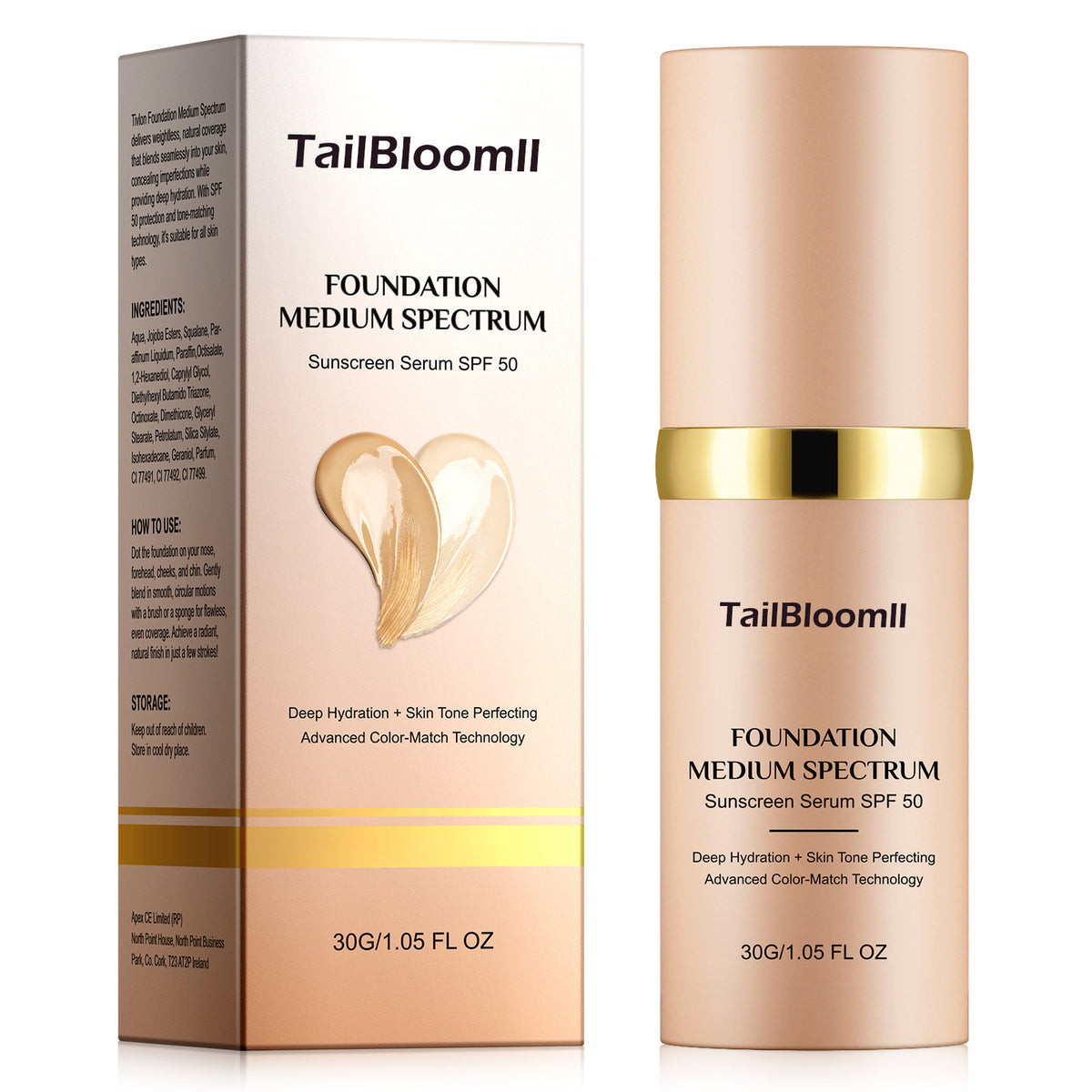 Tailbloomll Foundationmedium Spectrum Sunscreen Serum Spf 50