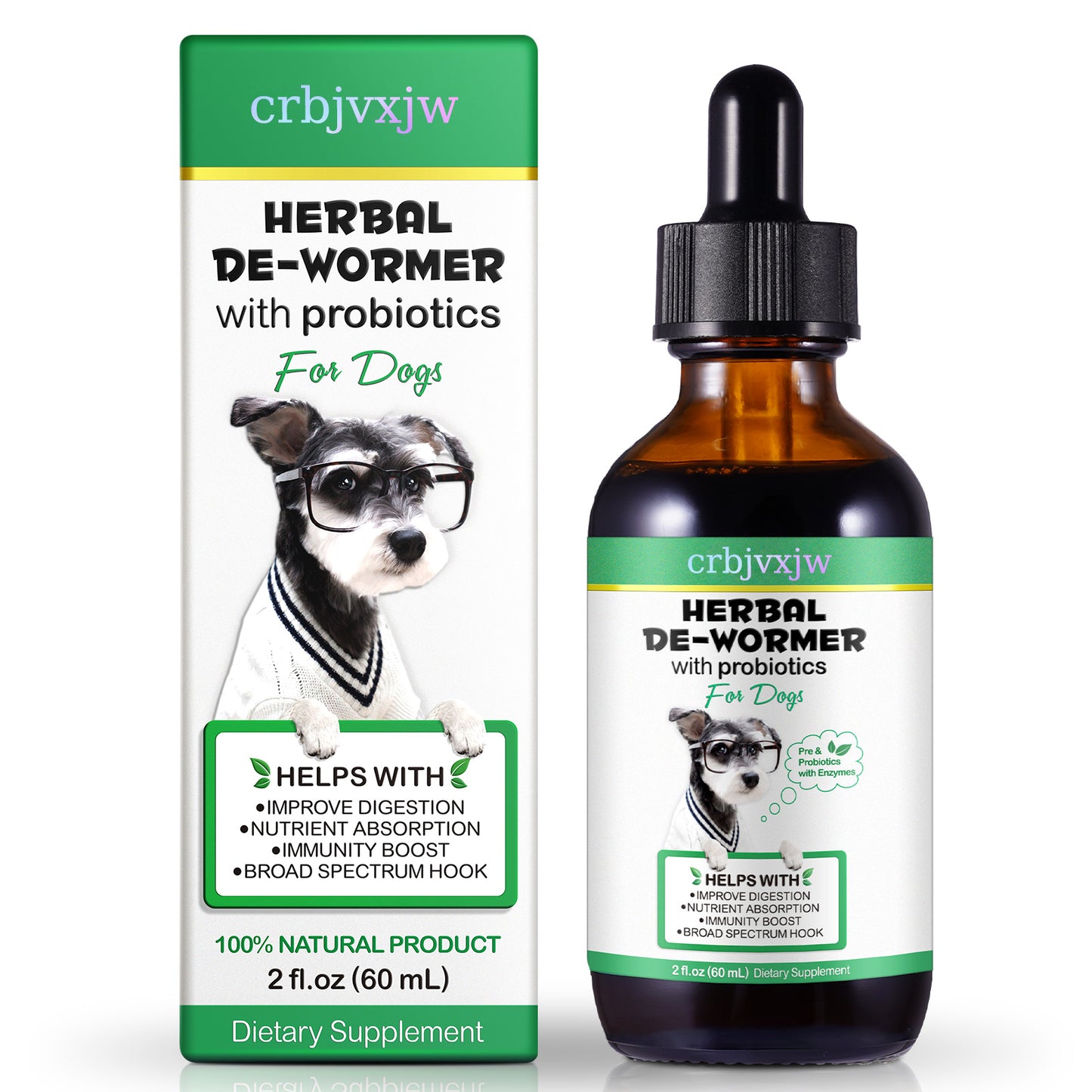 crbjvxjw HERBAL DE-WORMER with probiotics  For Dogs