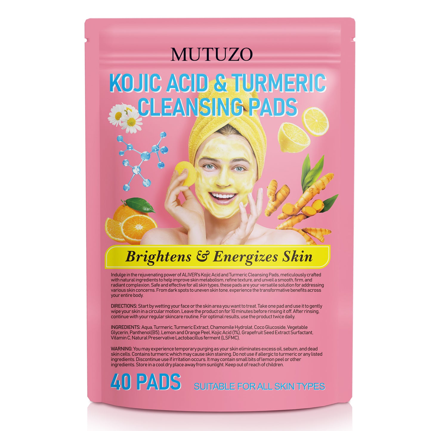 MUTUZO KOJIC ACID & TURMERIC CLEANSING PADS