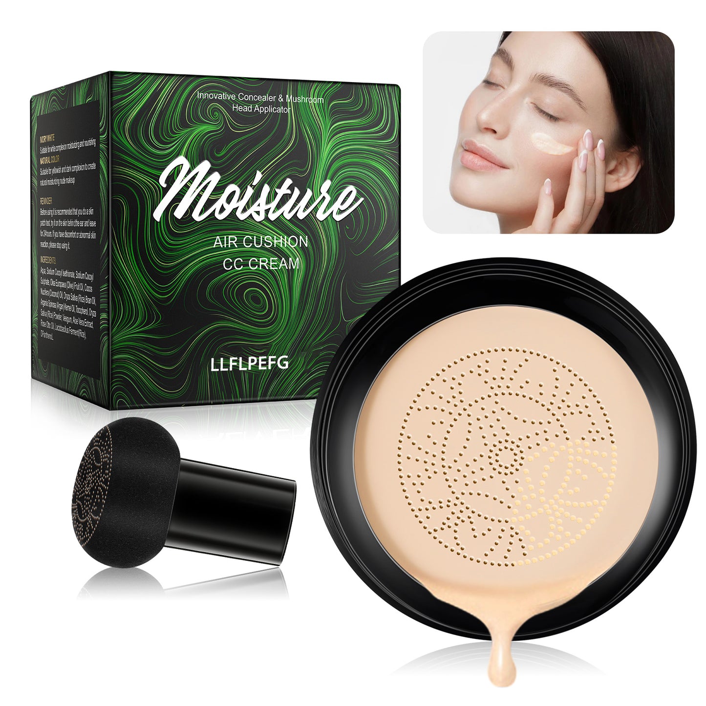 LLFLPEFG Mushroom Head Air Cushion CC Cream, BB Cream Foundation