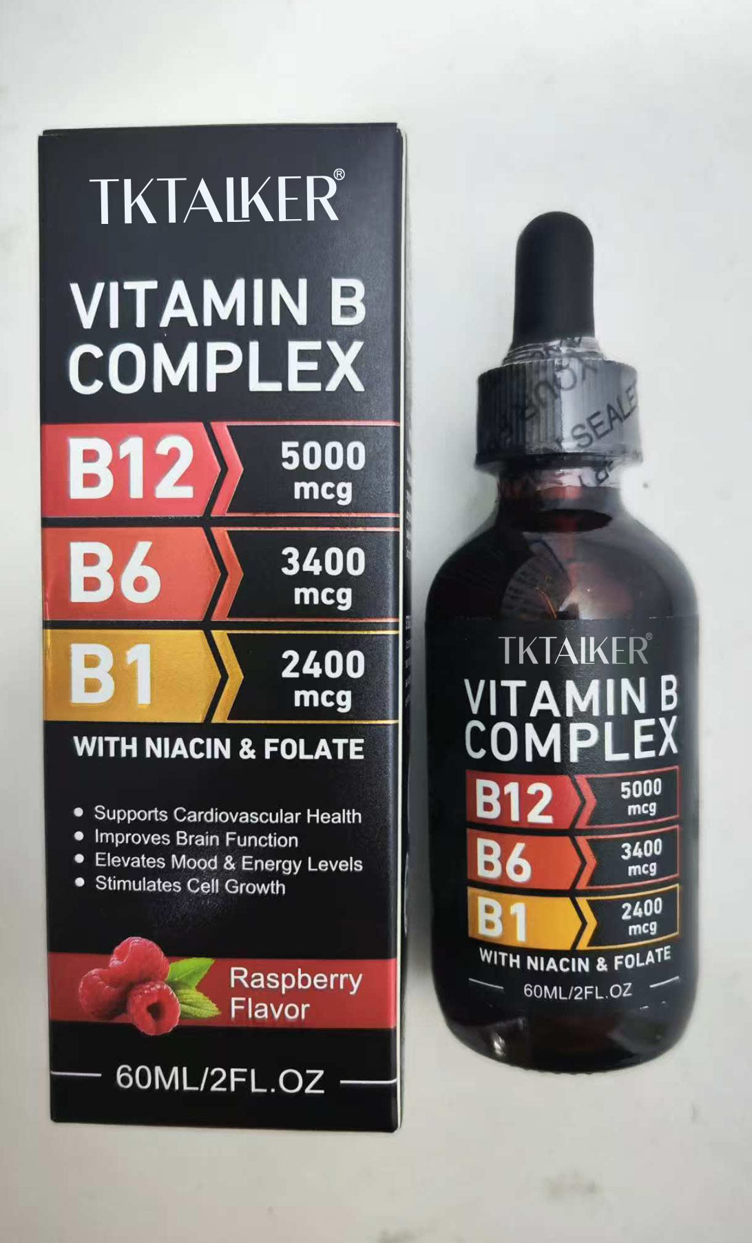 TKTALKER  VITAMIN B ,COMPLEX B12 5000mcg,B6 3400mcg,B1 2400mcg,WITH NIACIN & FOLATE