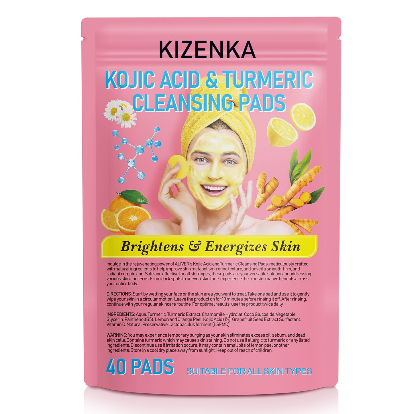 KIZENKA KOJIC ACID & TURMERIC CLEANSING PADS