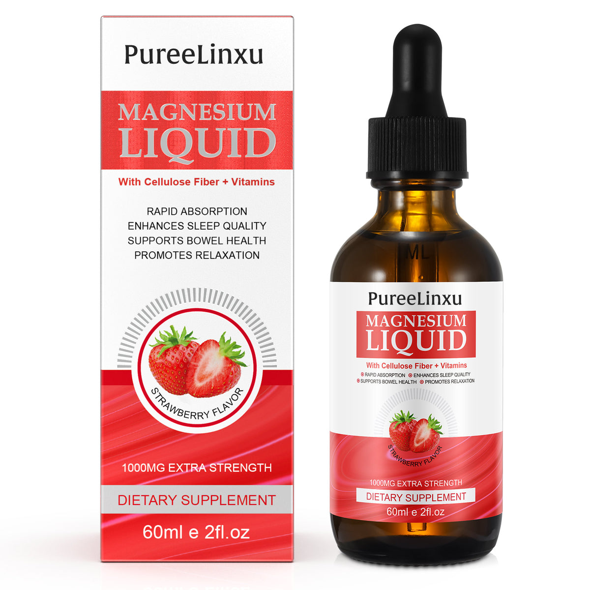 Pureelinxu Magnesium Liquid With Cellulose Fiber + Vitamins  60ml