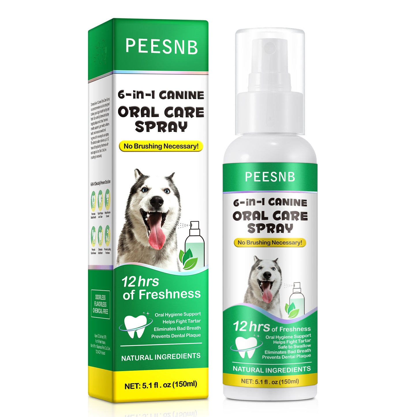 PEESNB 6-in-1 CANINE ORAL CARE SPRAY No Brushing Necessary!
