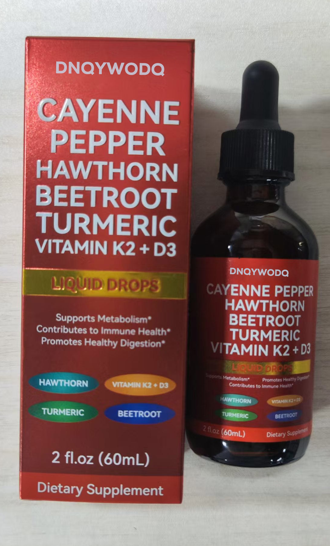 DNQYWODQ CAYENNE PEPPER HAWTHORN BEETROOT TURMERIC VITAMIN K2 + D3