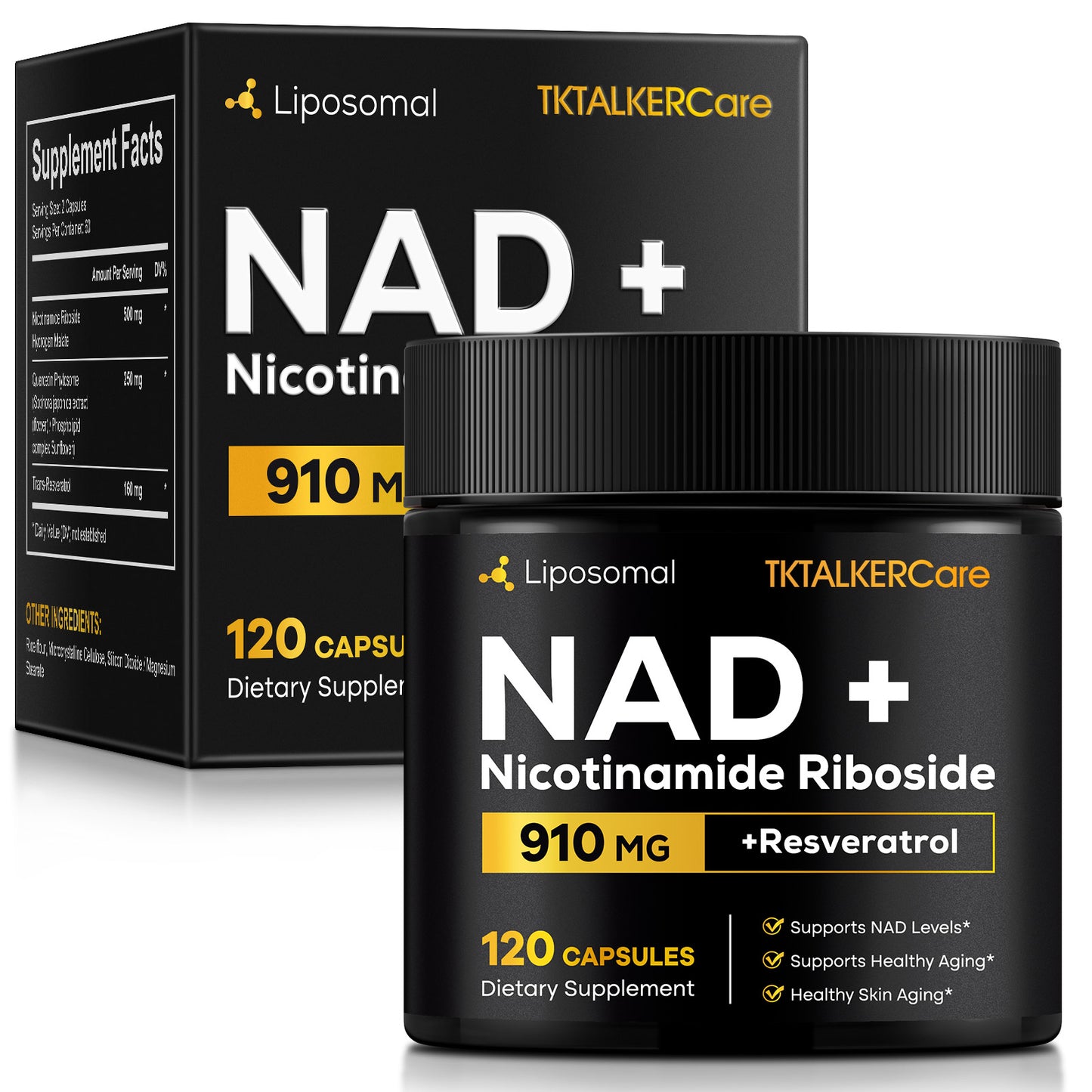 TKTALKERCare NADNicotinamide Riboside 910MG 12O CAPSULESDietary Supplement +Resveratrol