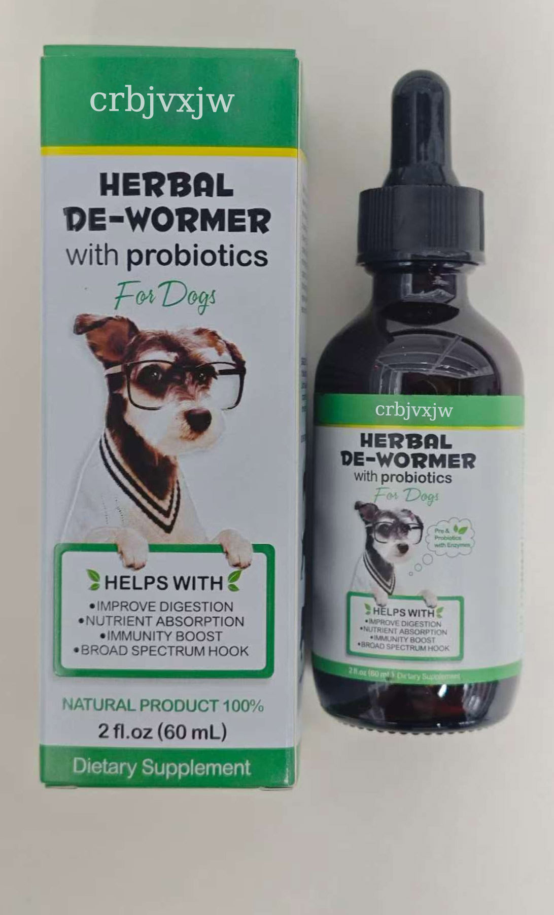 crbjvxjw HERBAL DE-WORMER with probiotics  For Dogs