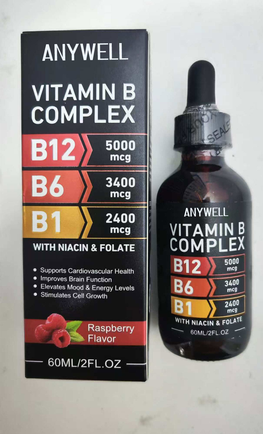 ANYWELL VITAMIN BCOMPLEX B12 5000mcg B6 3400mcg B1 2400mcg