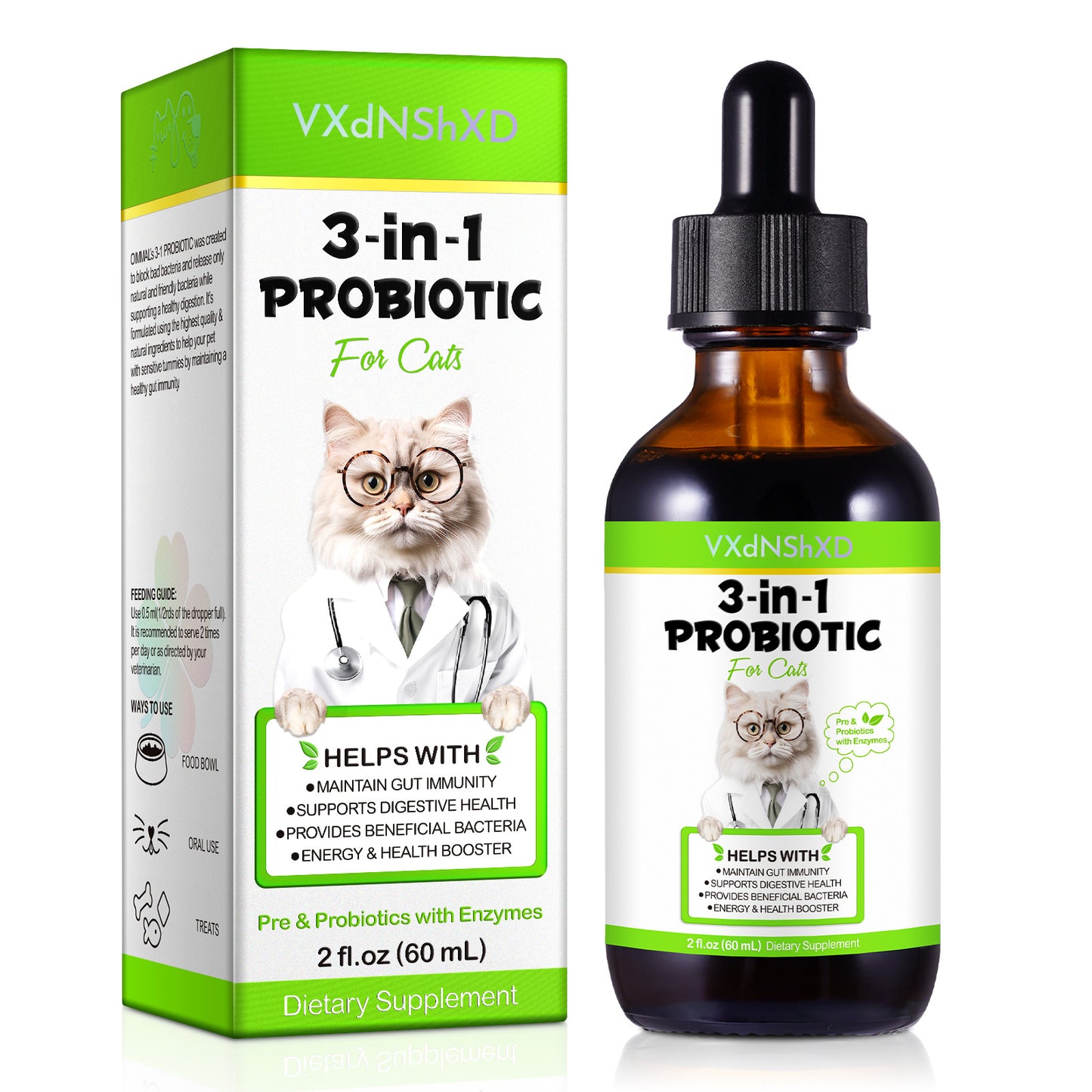 VXdNShXD 3-in-1 PROBIOTIC For Cats