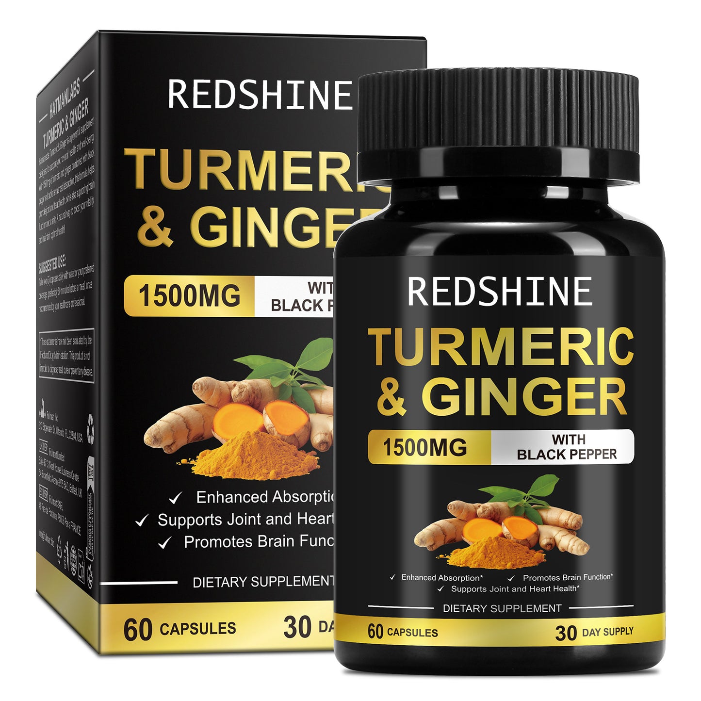 REDSHINE TURMERIC& GINGER 1500MG WITH BLACK PEPPER