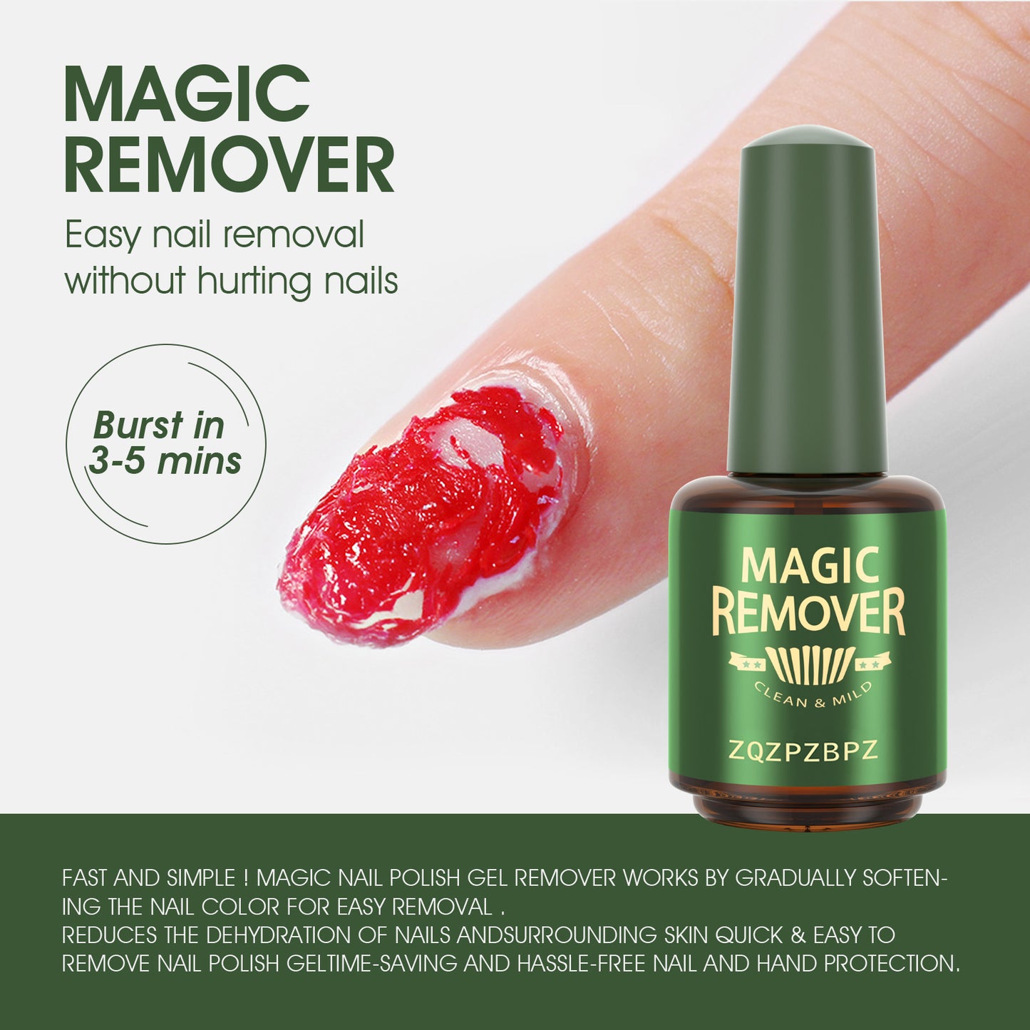 ZQZPZBPZ MAGIC REMOVER，REMOVES SOAK-OFF GEL POLISH