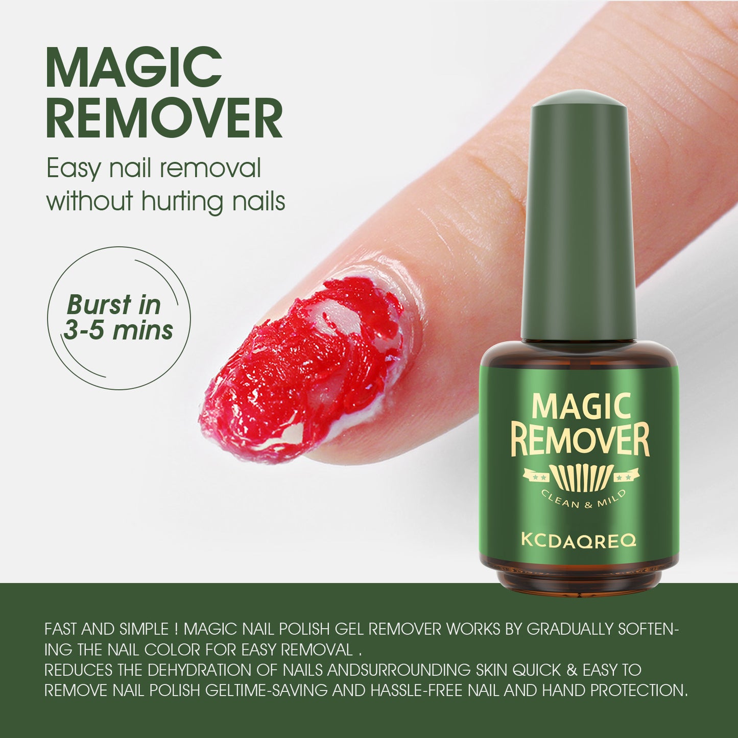 KCDAQREQ MAGIC REMOVER，REMOVES SOAK-OFF GEL POLISH