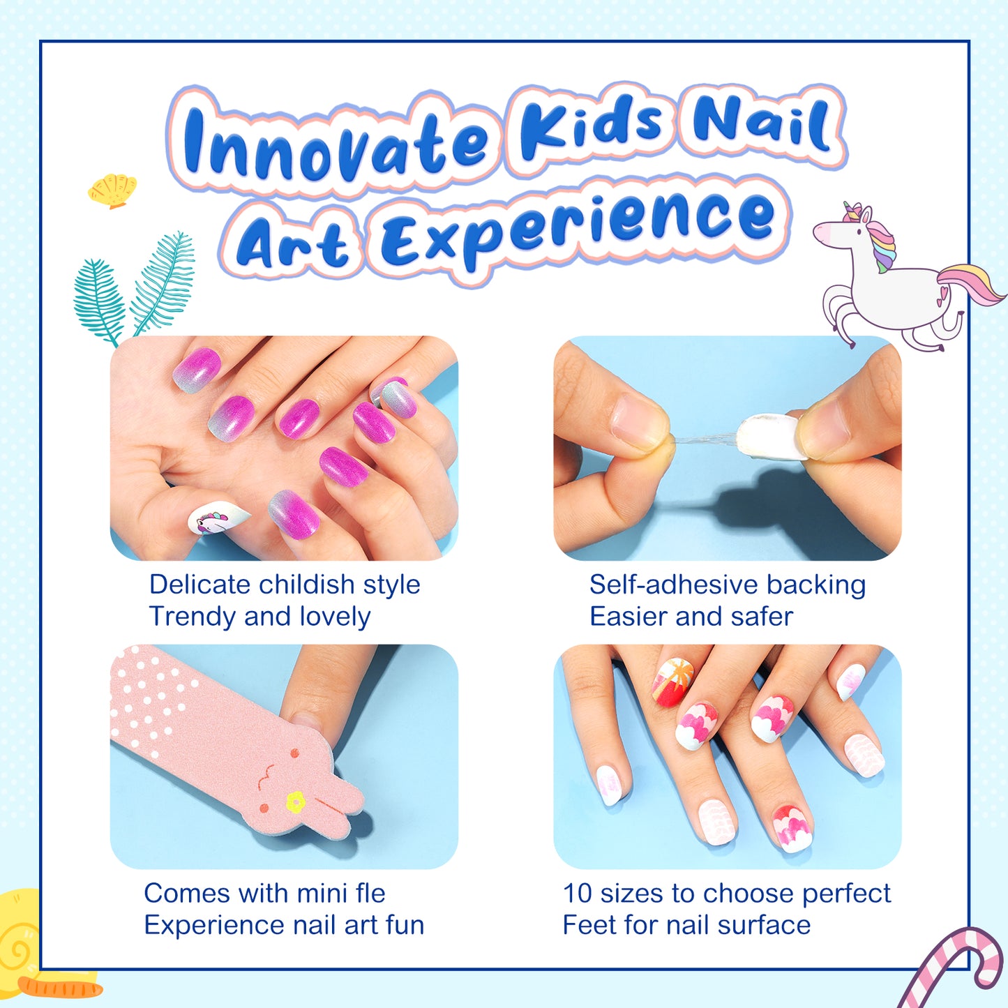D.FAIRY Fake Press on Naiis For Kids
