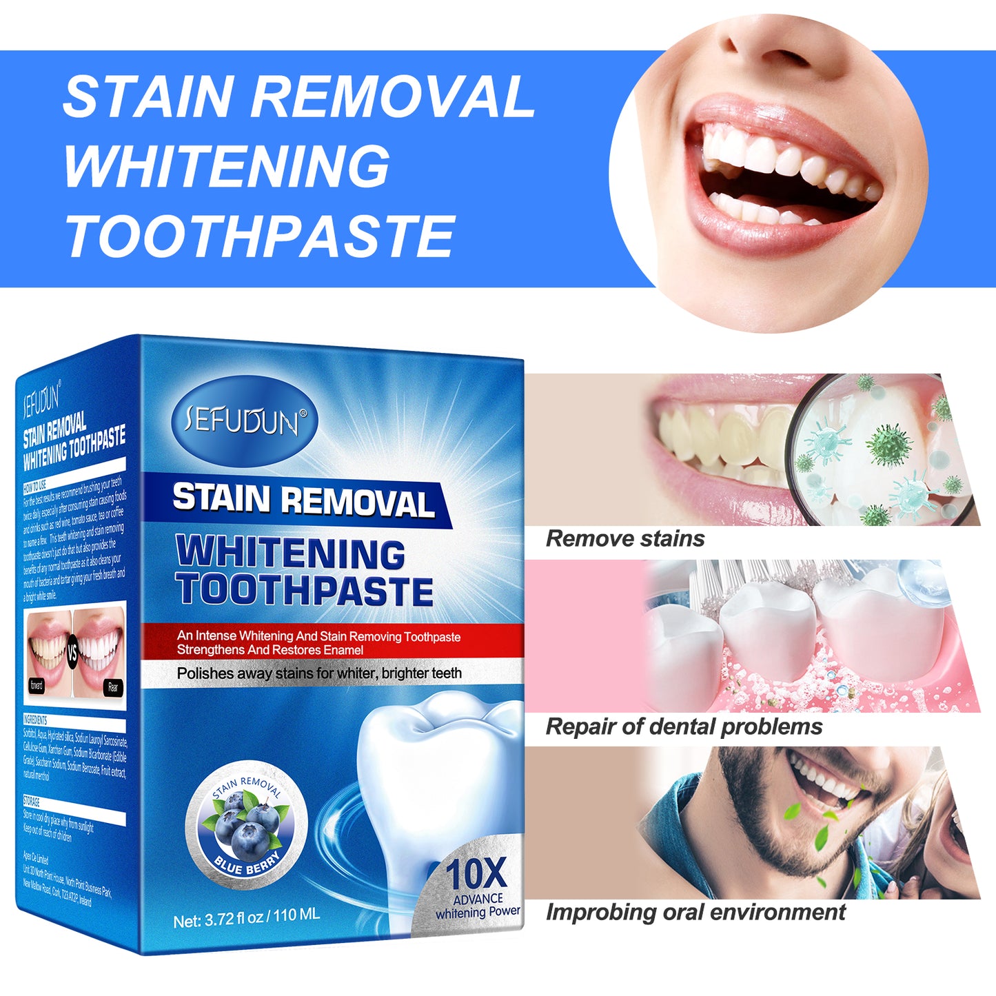 sefudun STAIN REMOVAL WHITENING TOOTHPASTE