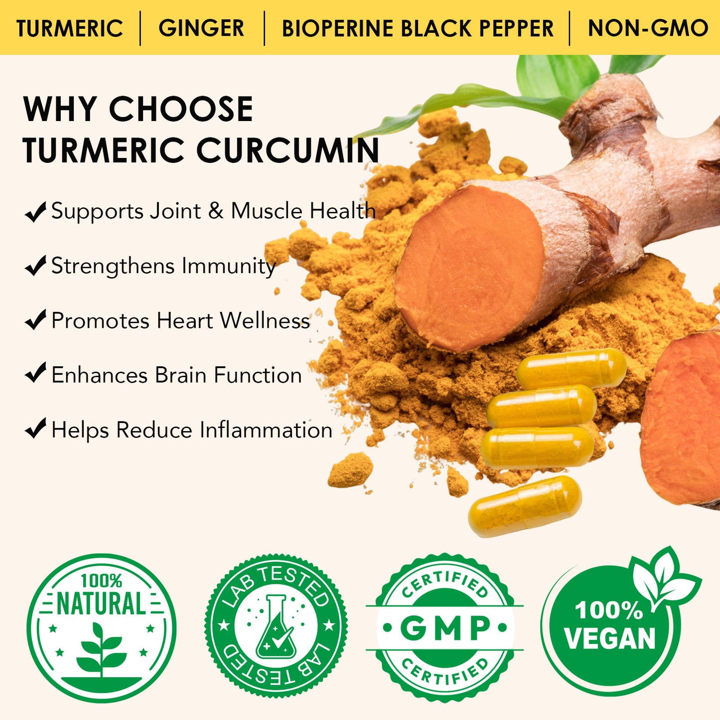 REDSHINE TURMERIC& GINGER 1500MG WITH BLACK PEPPER